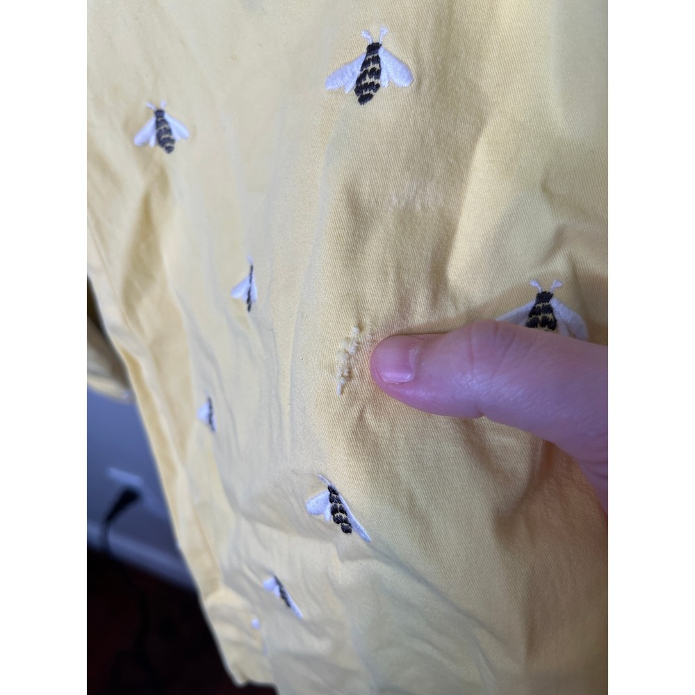 Talbots Curvy Butter Yellow Embroidered Bees Novelty Cropped Capri Pants 12 - Picture 6 of 6